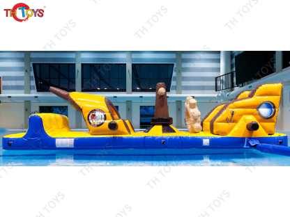 Inflatable Floating Water Obstacle Course,pirate ship commercial inflatable obstacle course on swimming pool