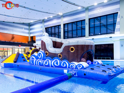 Inflatable Floating Water Obstacle Course,pirate ship commercial inflatable obstacle course on swimming pool