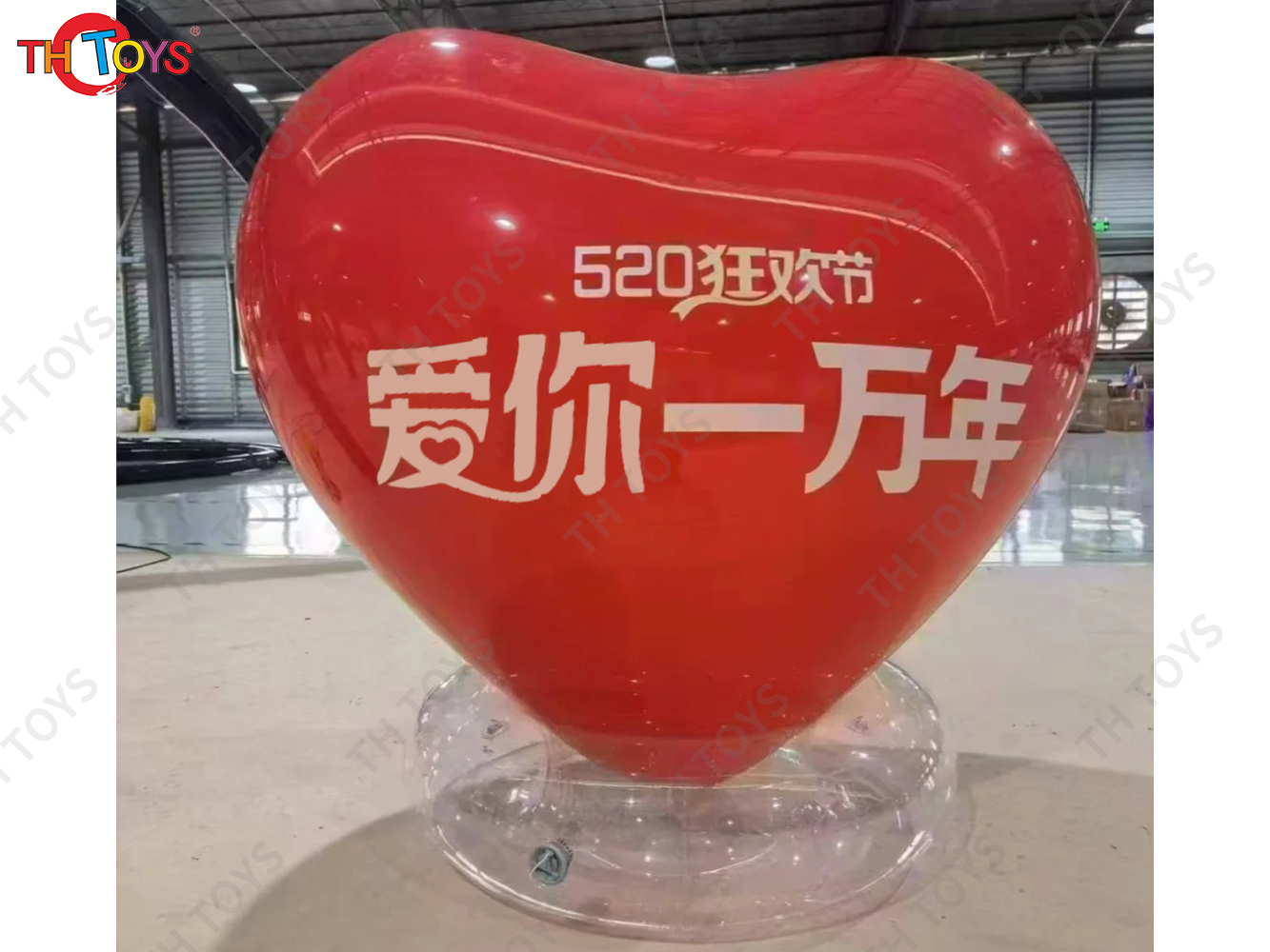 Double Layer Valentine's Day Balloon PVC Transparent Inflatable Heart Shaped Balloons for Wedding Parties Stage Decoration