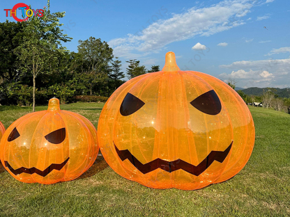 Giant Pumpkin Inflatable Lighting Transparent Inflatable Halloween Pumpkin Balloon Model Replica Ground Balloon for Advertising