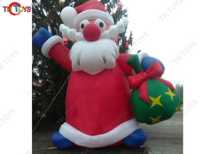 Christmas Man Inflatable Character Santa Claus, outdoor Advertising santa claus Inflatables with gift bag