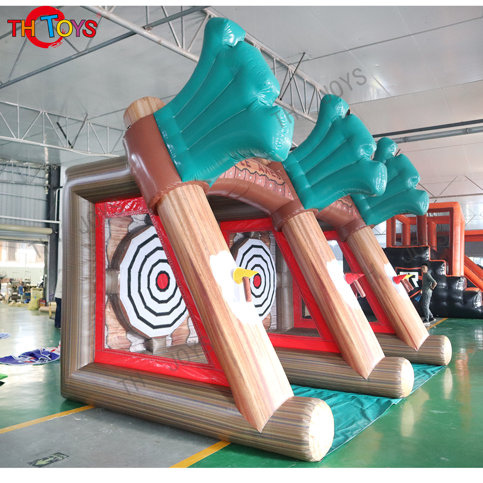 inflatable carnival sports athletic target shoot games inflatable targets shooting cage game axe throwing game