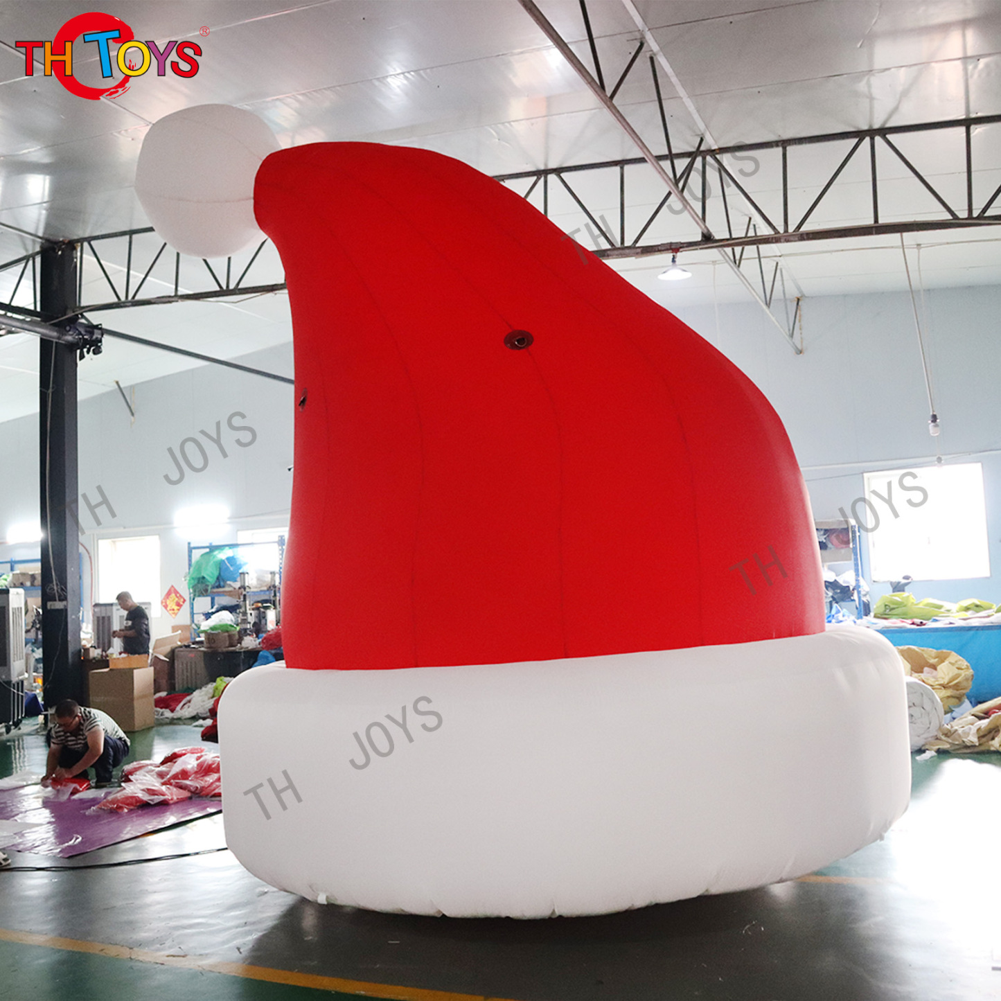 Tall Building Roof Decorations Red Color Inflatable Santa Hat For Christmas