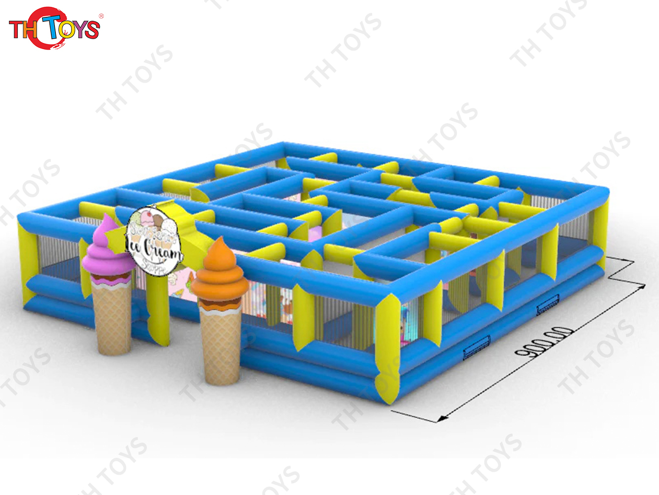 outdoor giant Ice Cream Inflatable Maze, customized inflatable Obstacle maze laser tag games for party
