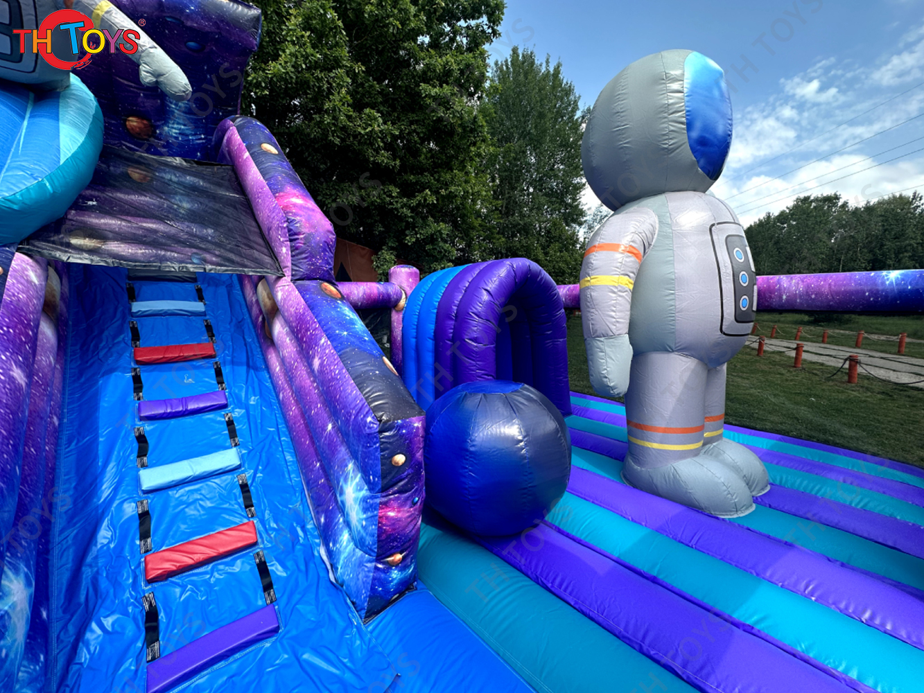 6x4m Commercial Inflatable Bouncer Playground with Slide Astronauts Space Theme Bouncy Castle