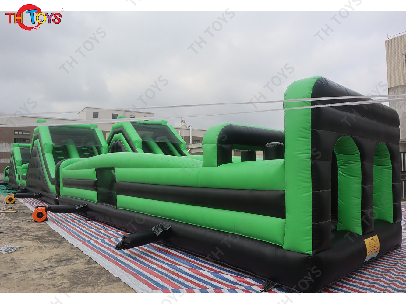 outdoor interactive challenge inflatable obstacle course, team work building sport games inflatable obstacle course bouncy slide