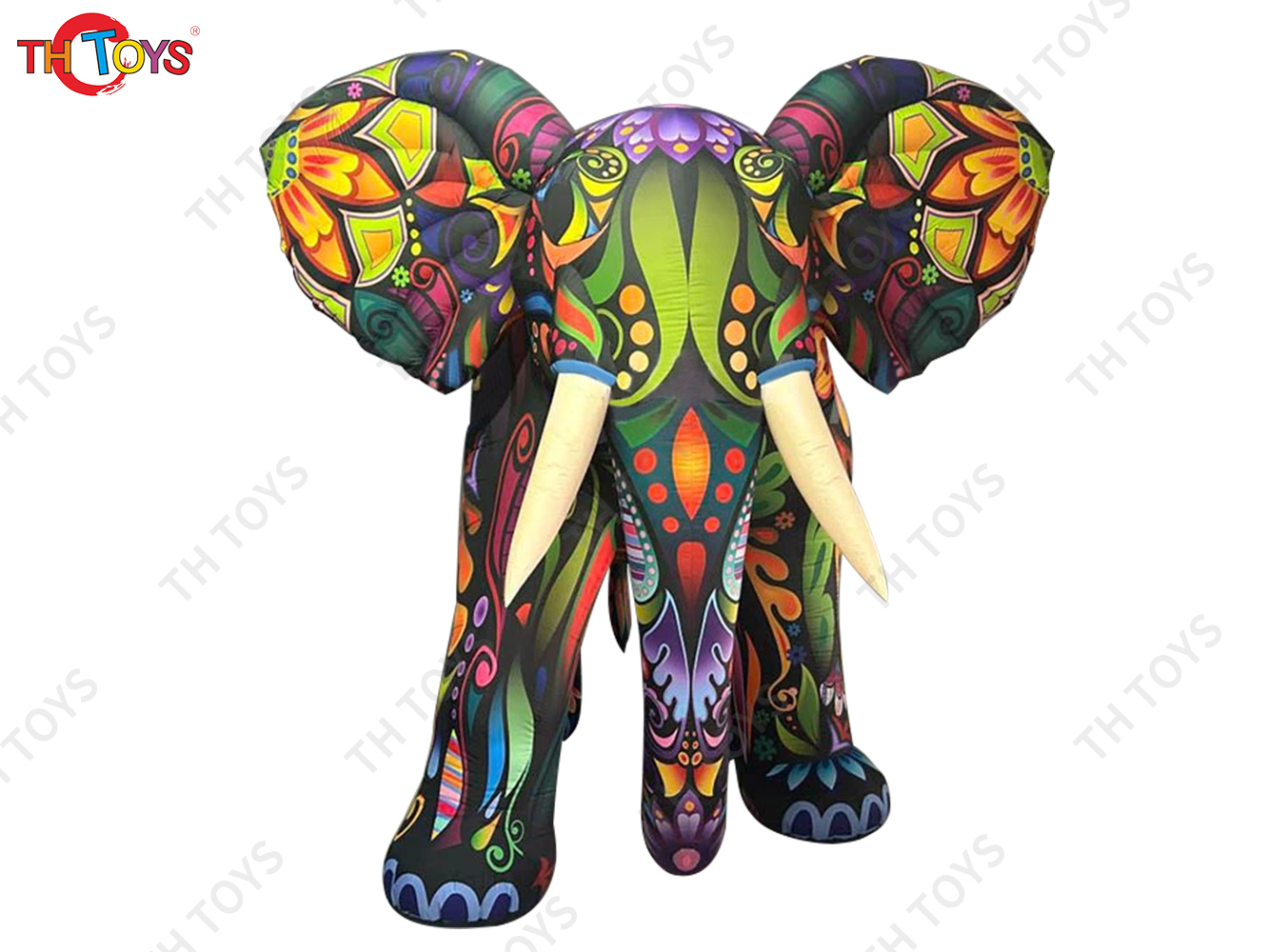 Colorful Giant Inflatable Elephant With Led Lights Large Inflatable  Animal Cartoon For Outdoor Advertising