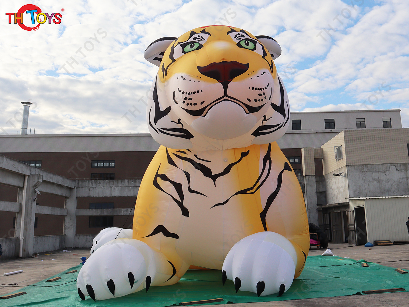 8m 26ft tall Realistic Giant Inflatable Tiger Animal Cartoon Tiger Balloon With Led light