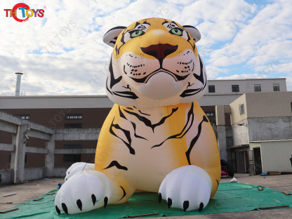 8m 26ft tall Realistic Giant Inflatable Tiger Animal Cartoon Tiger Balloon With Led light