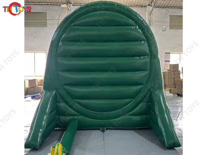 Green Inflatable Target Shooting Carnival Sport Game Commercial Inflatable Football Dart Board Interactive Game Toys with Blower