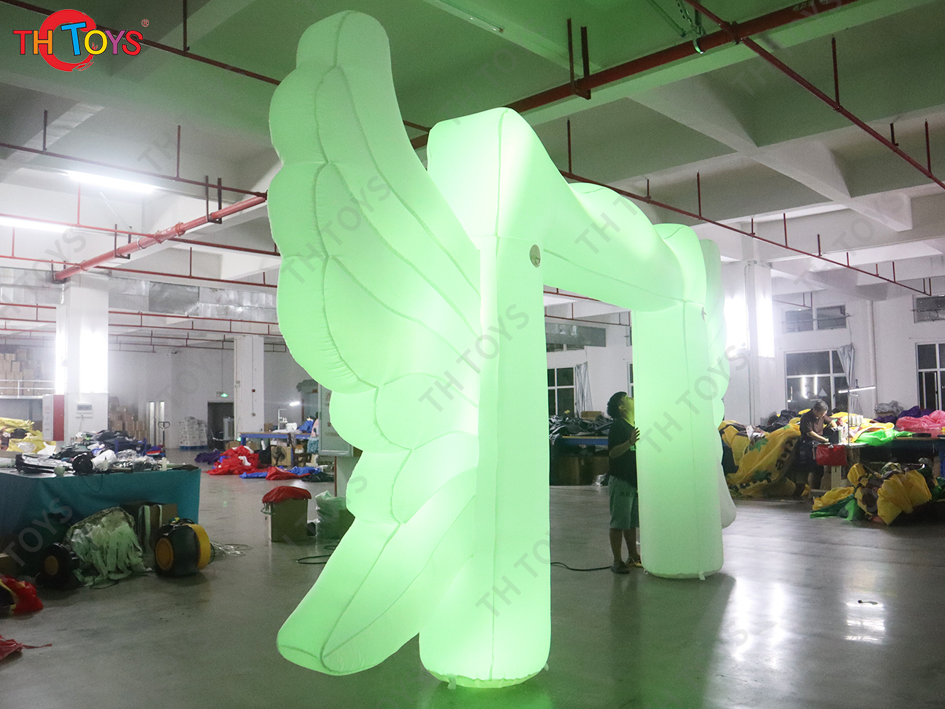 Colorful LED Lightings Inflatable Angel Arch for Night Parties, Adorable Inflatable Arch With Wings for Promotional Activities