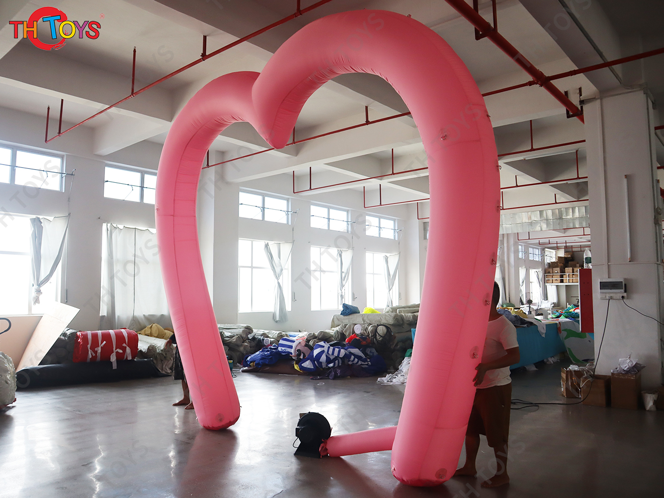 Inflatable White Heart-shaped Welcome Arch with LED light for Wedding Decoration