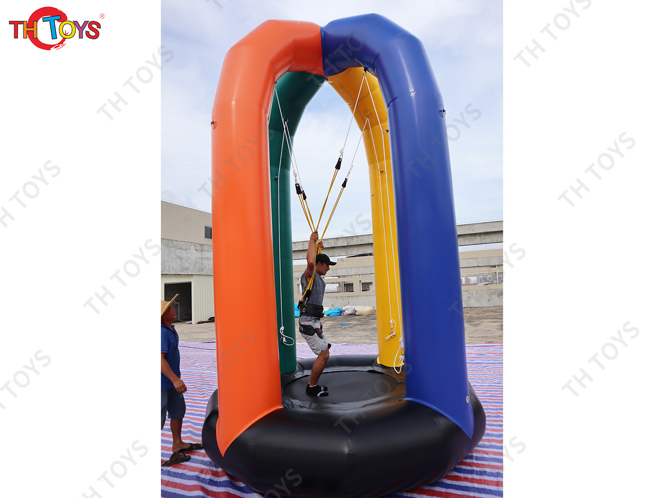 Inflatable Bungee Jump Game Airtight Inflatable Bounce Jumping Trampoline For Kids N Adults