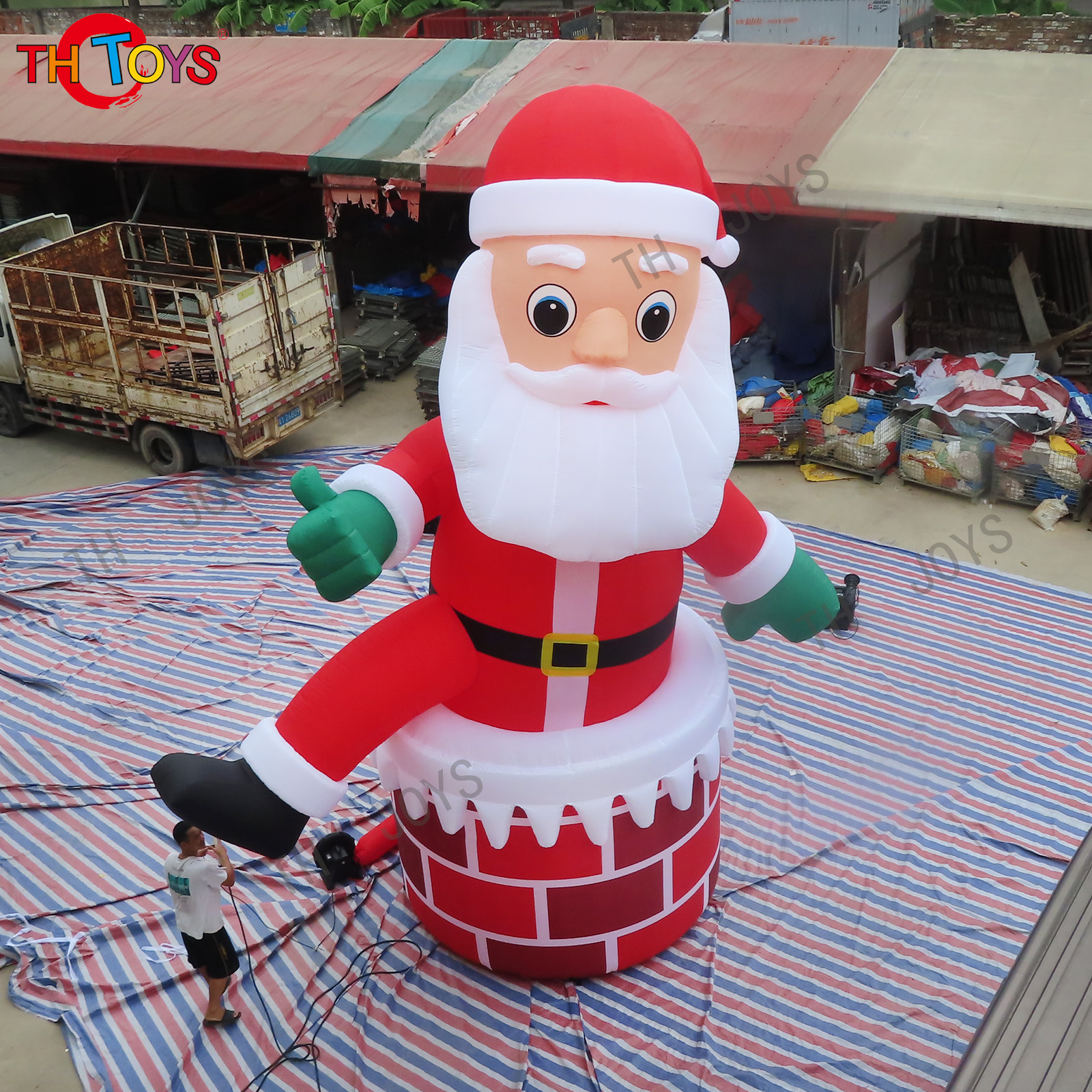 Funny inflatable santa claus for outdoor lighted christmas of factory sale directly