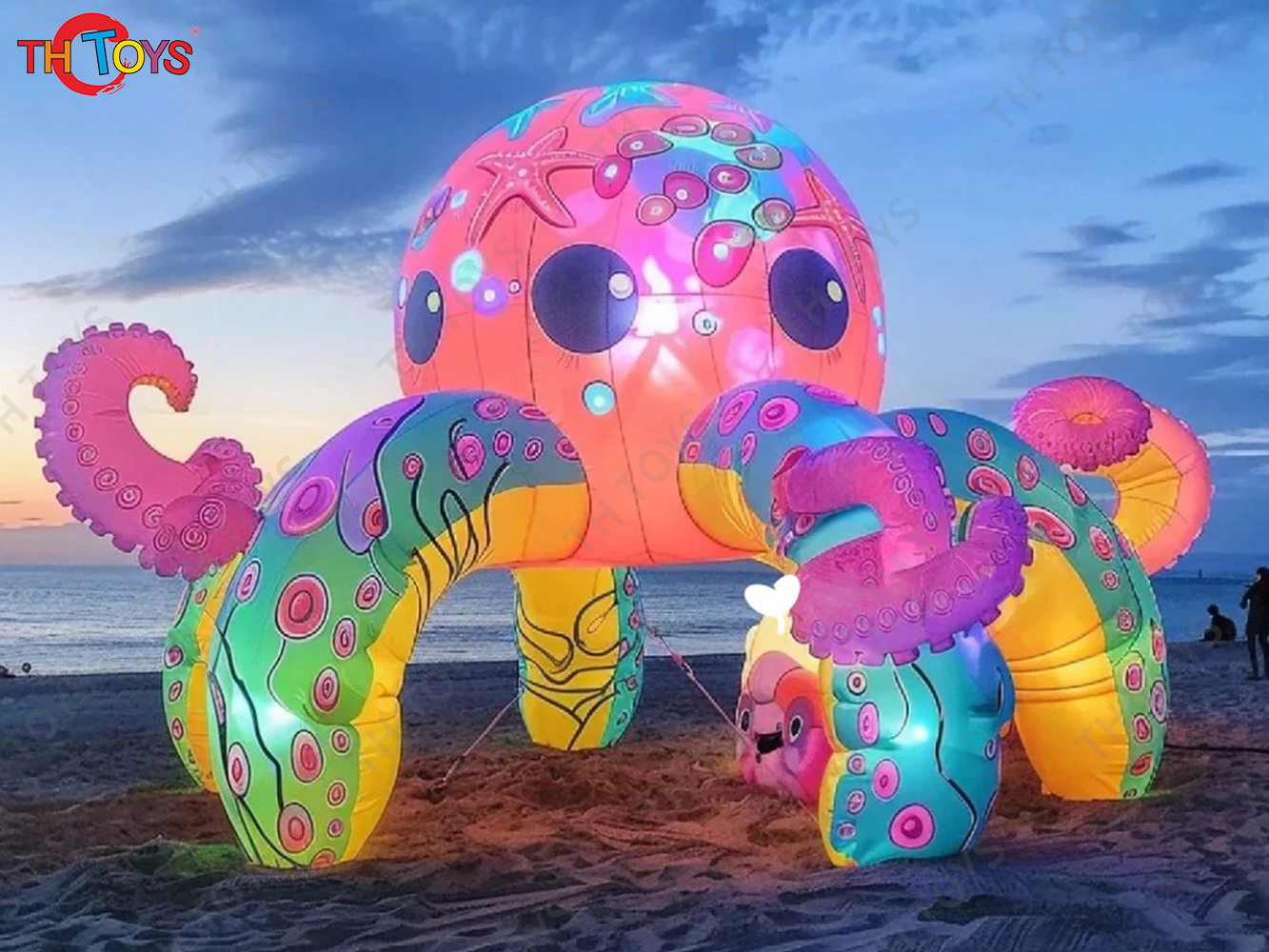  Colorful Fancy Printing Inflatable Octopus Booth with LED Lighting Inflatable Tentacles Stage Tent Background