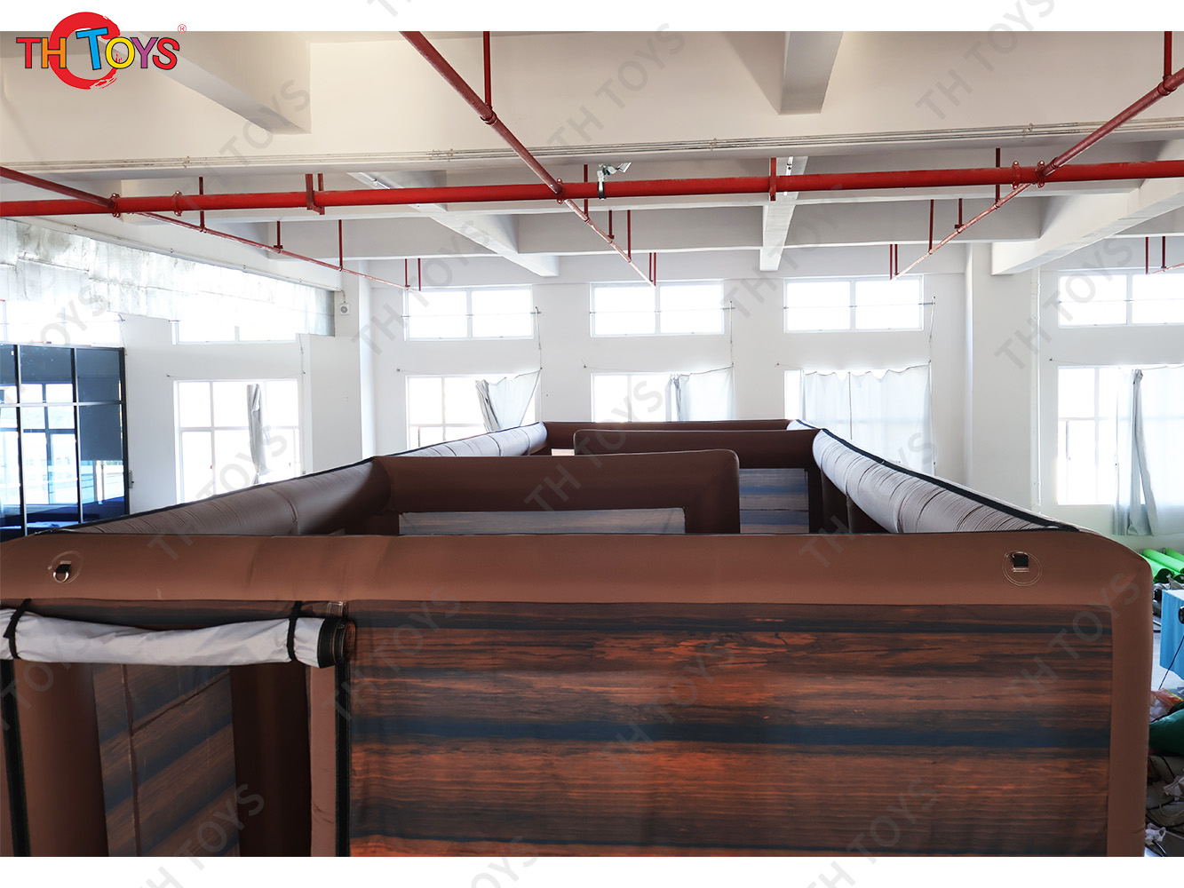 outdoor big inflatable wooden printing Christmas house,inflatable maze laser tag game for sale