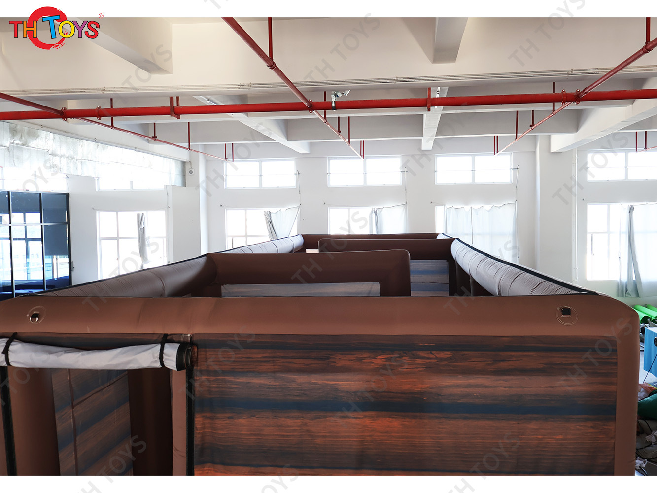 outdoor big inflatable wooden printing Christmas house,inflatable maze laser tag game for sale