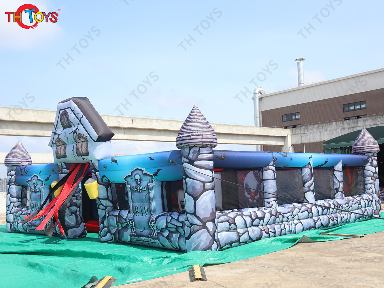 Funny time inflatable huanted Halloween maze, terror inflatable escape room Labyrinth zombie maze