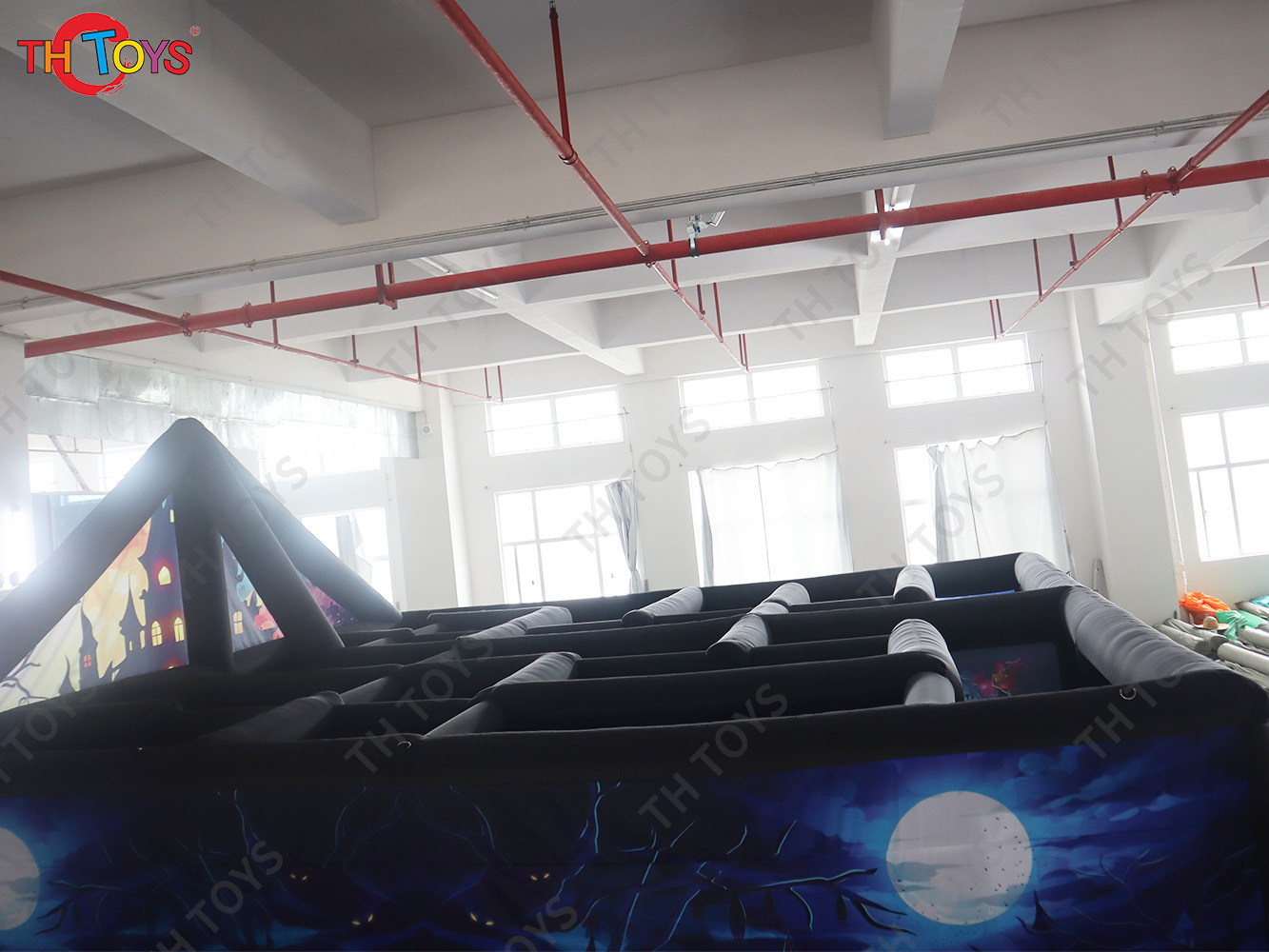 outdoor funny Halloween inflatable maze, castle inflatable haunted house Labyrinth maze pumpkin scarecrow house