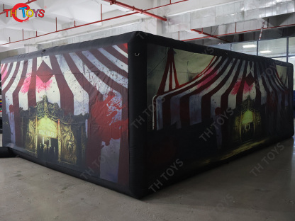 New Design Black Fun Maze Game Large Inflatable Halloween Haunted House Inflatable Haunted Labyrinth Maze for Outdoor Play
