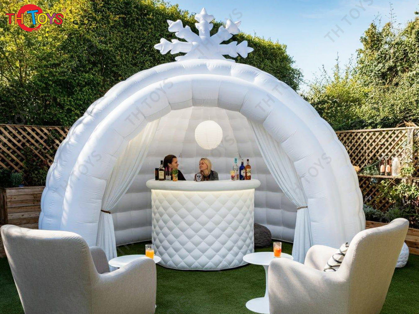New Design Inflatable Dome Tent with LED Lighting Outdoor Carnival Party Inflatable Ice Bar with Snowflake