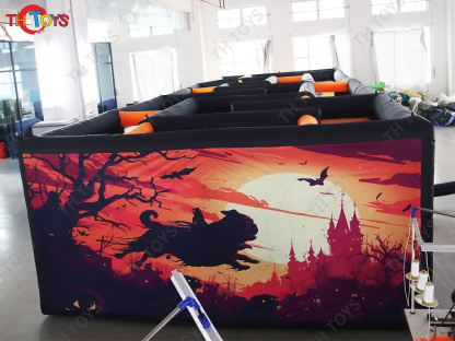 New Design Black Fun Maze Game Large Inflatable Halloween Haunted House Inflatable Haunted Labyrinth Maze for Outdoor Play