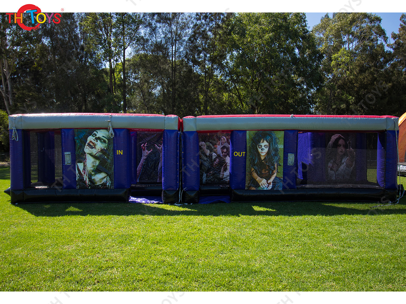 Inflatable Zombie Maze Obstacle Course Inflatable Haunted House Maze Outdoor Fun Inflatable Toys with Free Blower