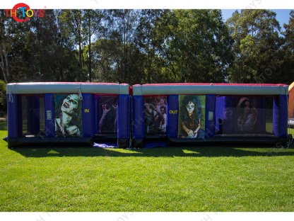 Inflatable Zombie Maze Obstacle Course Inflatable Haunted House Maze Outdoor Fun Inflatable Toys with Free Blower