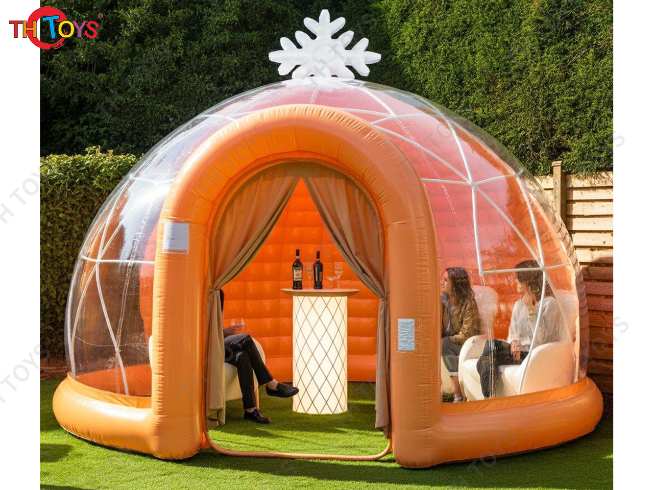 Outdoor Giant Transparent Inflatable Ice Bar Tent Blow Up Dome Tent with LED Lighting for Carnival Party