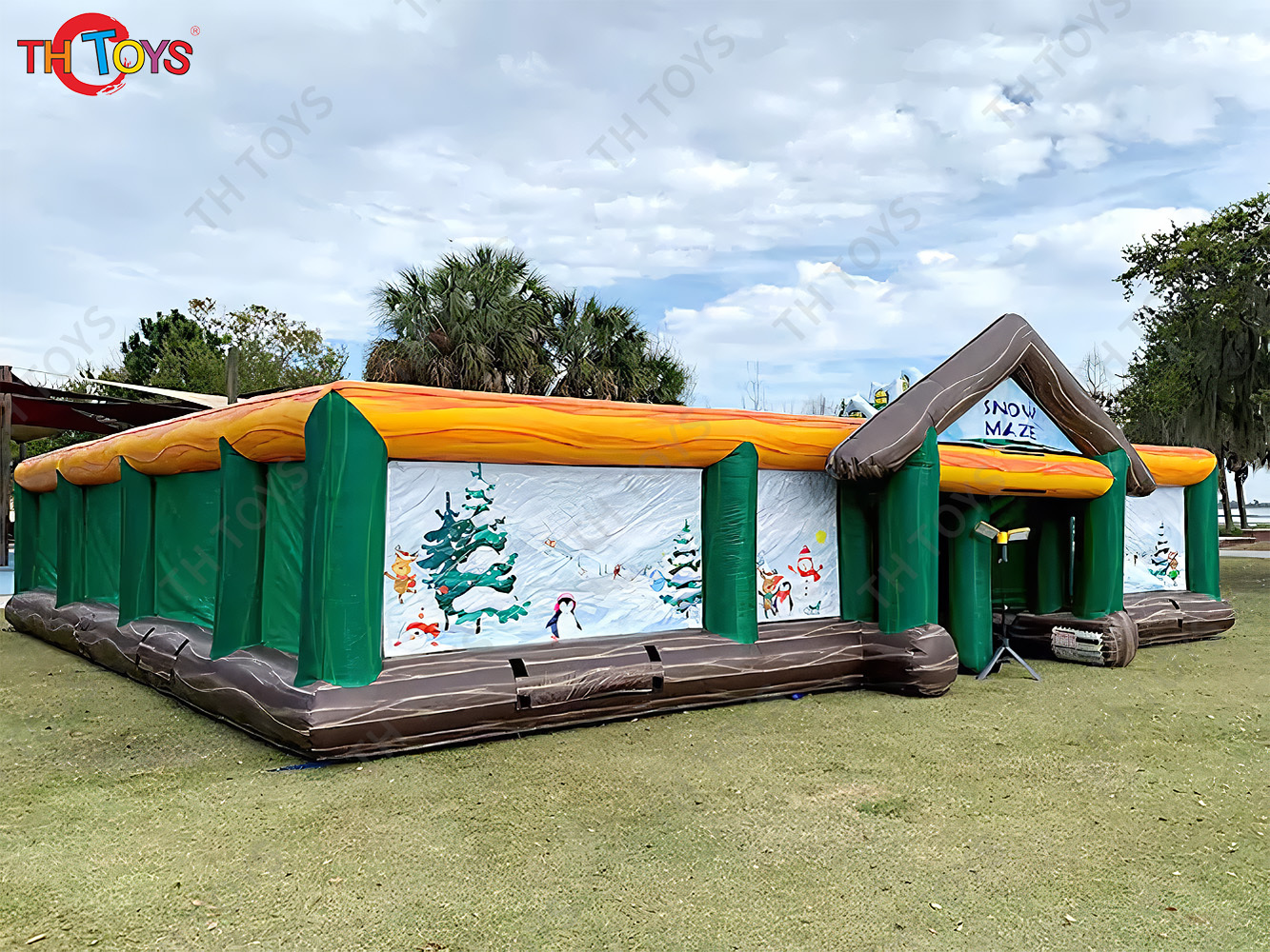 Sea Ship Outdoor Giant Inflatable Haunted Maze Snow Maze Custom Made PVC Tarpaulin Commercial Inflatable Maze Tag with Blower
