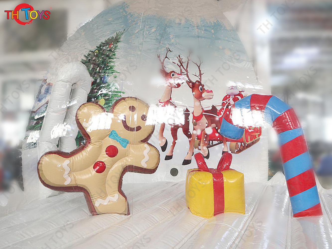 Christmas inflatable snow globe bubble tent, photo taking booth inflatable snow globe dome tent