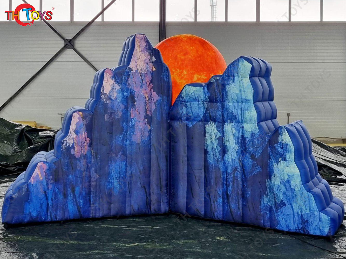 6m wide Inflatable Rock Mountain Stone Hills With Sun and Rocket