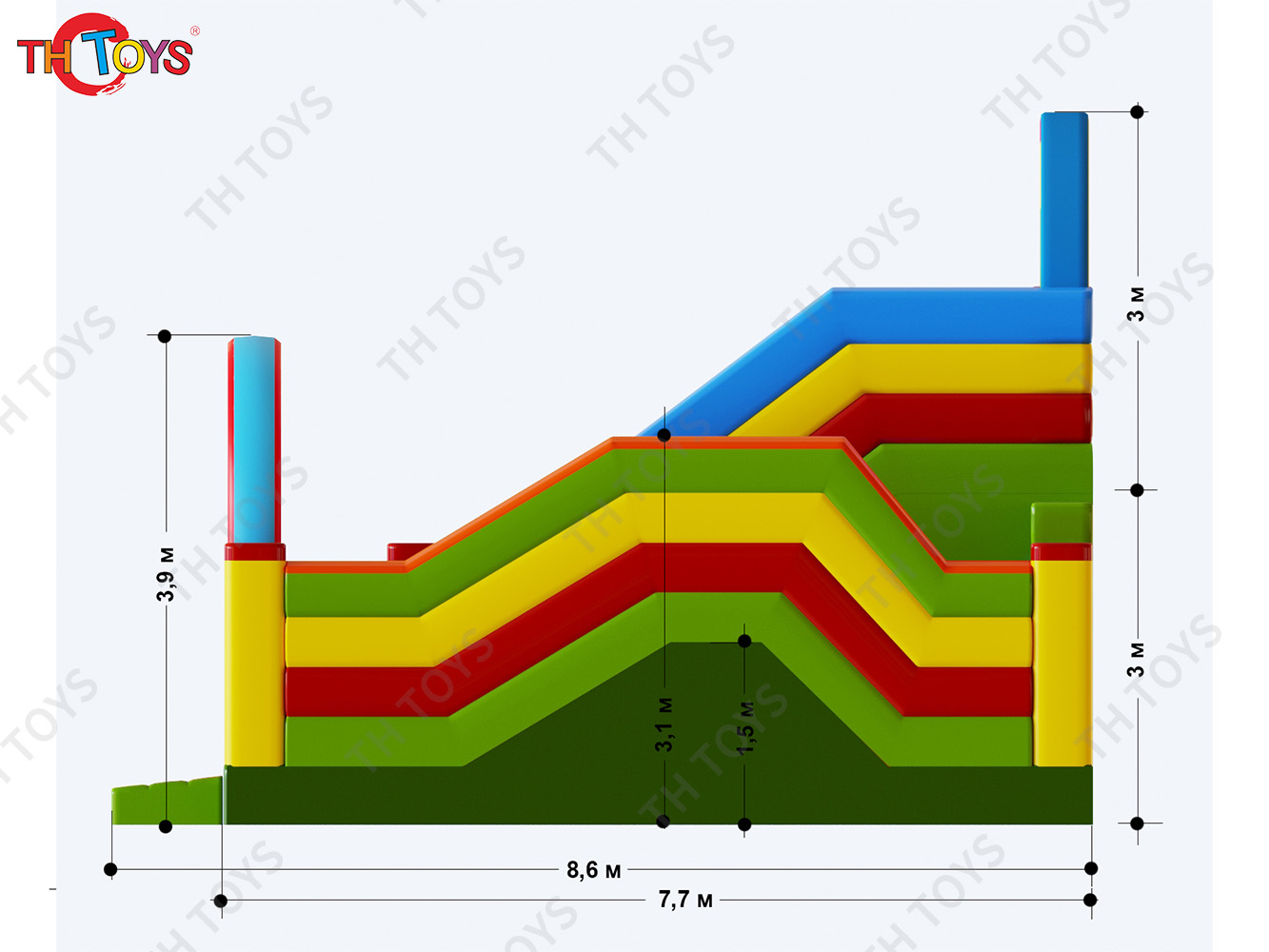 11x7.7m Rainbow Inflatable Kids And Adults Bounce House Bouncy Castle