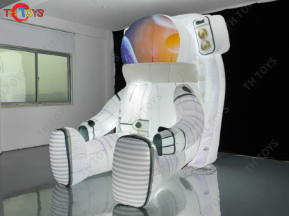4m High Lighting Inflatable Astronaunt Model on Moon Sitting Inflatable Spaceman Air Balloon Advertising Ground Balloon