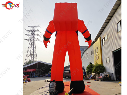 Orange Inflatable Spaceman Cartoon Character Luminous Stage Decoration Inflatable Astronaut with Lighting