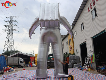 Silver Giant Inflatable Astronaut Hero Air Blow Spaceman Standing Balloon Advertising Props for Event Stage Decoration