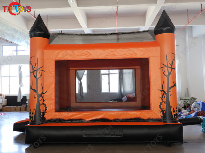Inflatable Pumpkin Bouncer 4x4m Spooky Halloween Bounce House for Kids and Adults with Blower