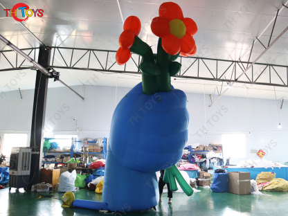 5m 17ft Giant Inflatable Cartoon Body Parts Air Blow Anime Doll Hands Holding Flower Event Stage Decoration Balloon