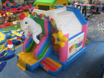 4.5x4m Lovely Inflatable Bouncer with Slide Unicorn Theme Inflatable Bouncy Castle Inflatable Toys for Carnival Party Rental