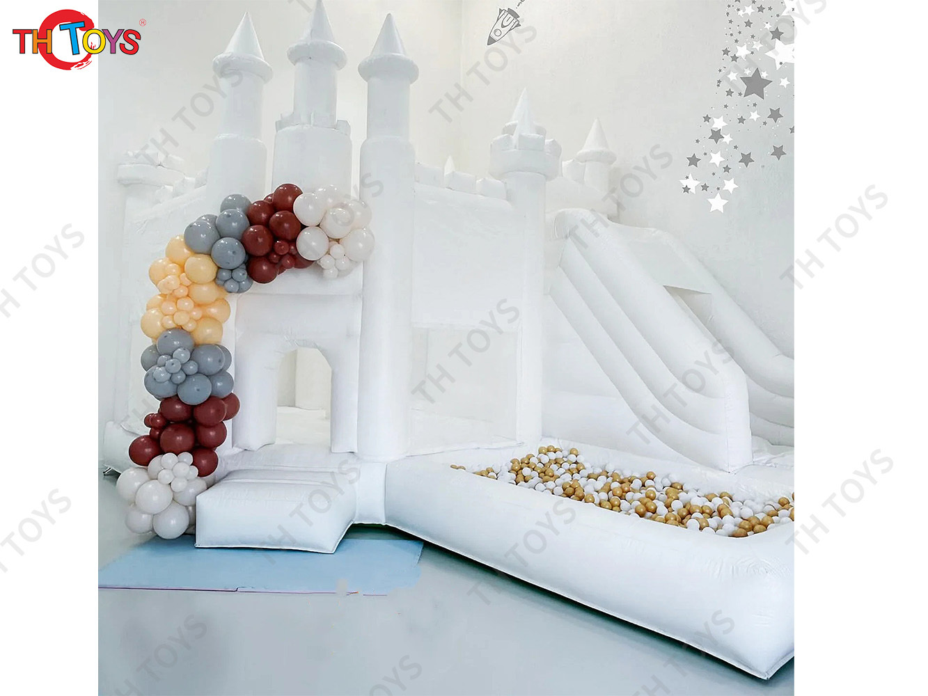 3 in 1 Pink Inflatable Bounce House with Slide Outdoor Wedding Bouncy Castle Commercial Inflatable Bouncer with Blower for Sale