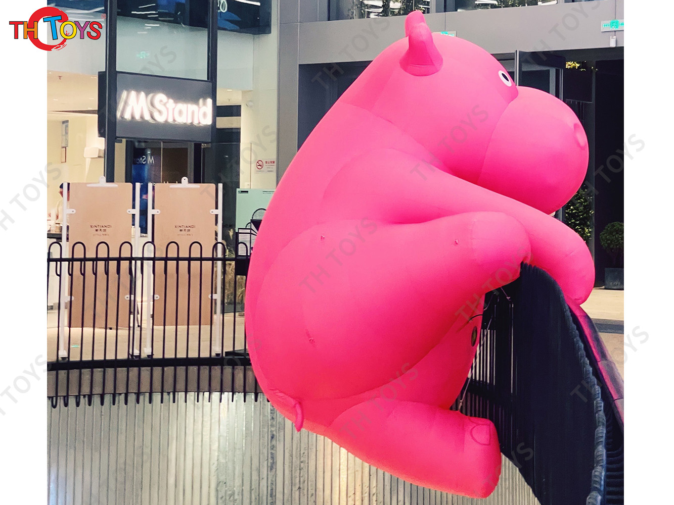 Pink Inflatable Hippo Model Custom Made Animal Hippo Cartoon Mascot Advertising Inflatables with Free Blower