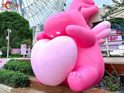 Pink Inflatable Hippo Model Custom Made Animal Hippo Cartoon Mascot Advertising Inflatables with Free Blower