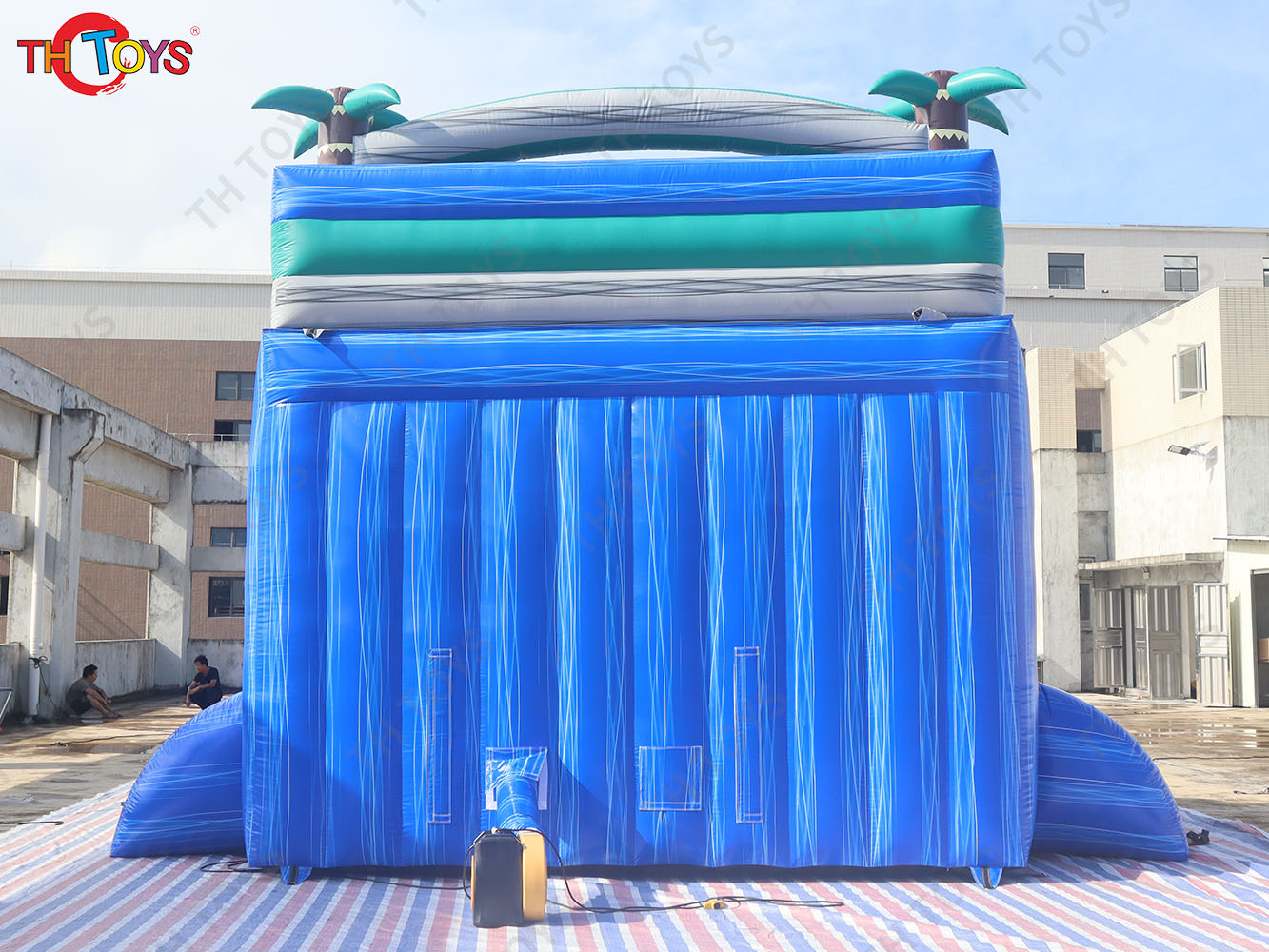 14m giant inflatable water slide, customized Inflatable Tropical Water Slide n slip with Pool for commercial rental