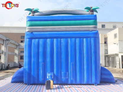 14m giant inflatable water slide, customized Inflatable Tropical Water Slide n slip with Pool for commercial rental