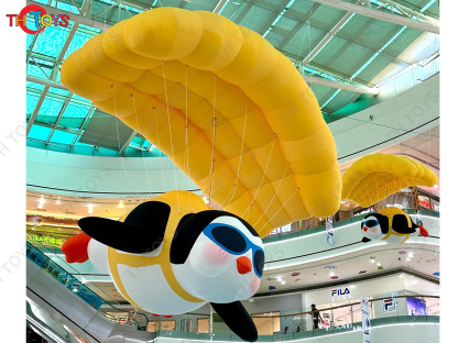 Shopping Mall Decoration Inflatable Penguin Flying Model Commercial Inflatable Hot Air Balloon Advertising Balloon for Sale