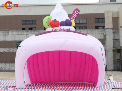 4x3m Pop Up Inflatable Ice Cream Kiosk Stand Booth for Decoration, Inflatable Ice Cream Selling Bar Tent