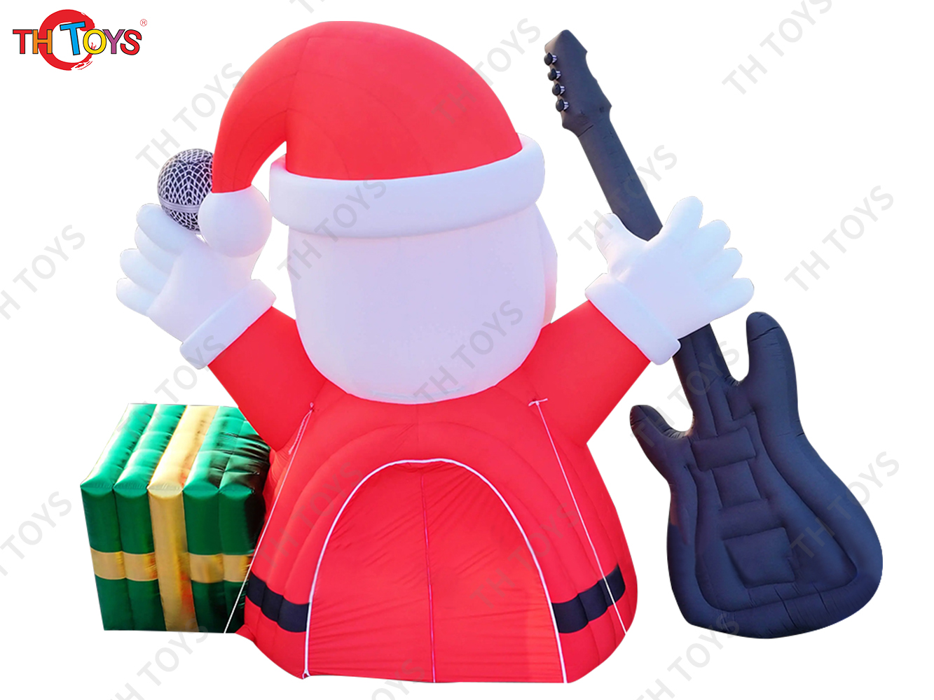 Outdoor Inflatable Christmas Entrance Dome Tent , 5m 17ft high Prtable Giant inflatable Rocking Santa Tunnel With Guitar N Gift
