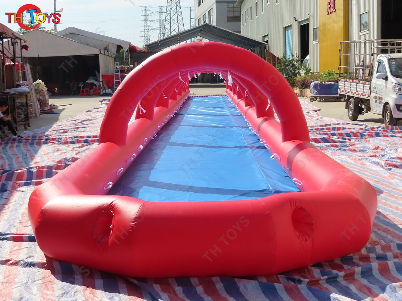 Red Inflatable Slip N Slide Inflatable Water Slider Summer Yard Slippy Inflatable Slide Come with Blower