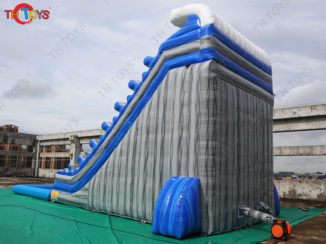 by ship to port,Inflatable Water Slide With Pool for commercial rent,giant inflatable slide slip summer toys