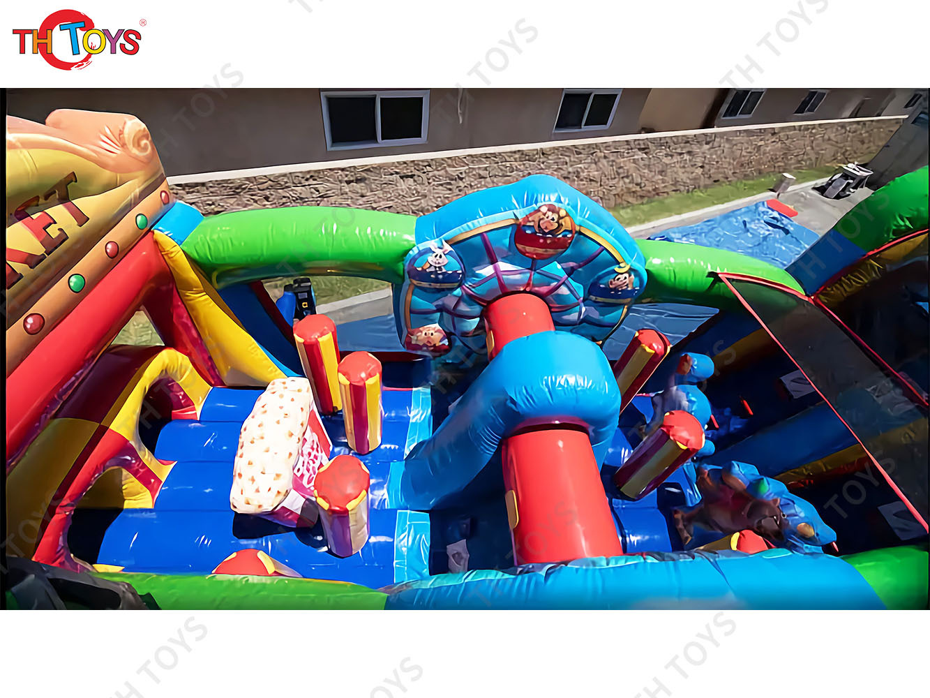 Circus funny inflatable obstacle course for kids, fun fair inflatable obstacle course bouncy castle with slide combos